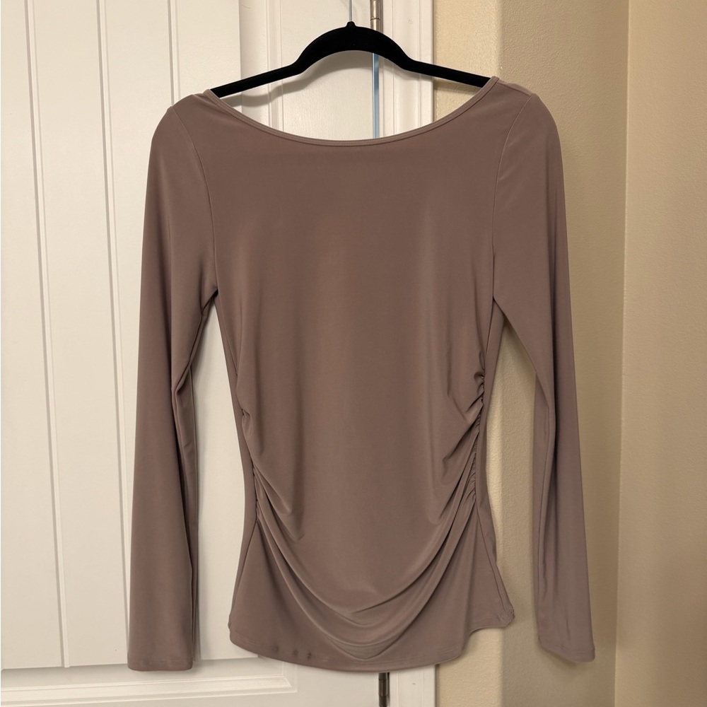 Elegant Taupe Long Sleeve Women's Top
